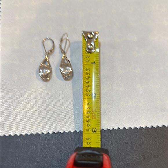 Elegant Sterling Silver and Lab White topaz Teardrop Earrings - Picture 3 of 3